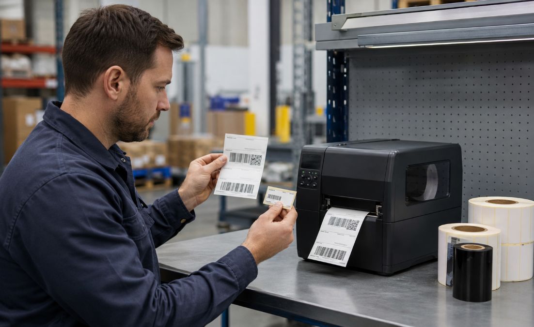 Comparing shipping labels at a thermal printer
